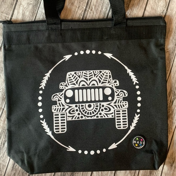 Jeep Boho Style Design Zip Top Tote Bag NEW - Picture 3 of 3